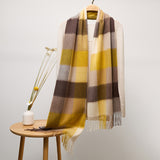 Long Plaid Cashmere Scarf With Tassel Winter Warps With Fringe Style 3 L