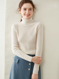 Womens Turtleneck Cashmere Sweater Long Sleeve Cashmere Tops Multi Colors