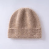 Fuzzy Cashmere Beanie Unisex Winter Cashmere Hat with Ribbed Cuff