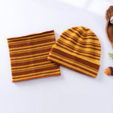 Kids Cashmere Striped Beanie Hat and Neck Gaiter Set