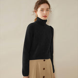 Womens Turtleneck Cashmere Sweater Textured Knit Turtleneck Pullover