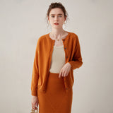 Womens Button Down Cashmere Cardigan Round Neck Long Sleeve Cashmere Sweater