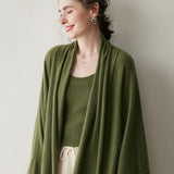 Womens Cashmere Cardigan Open Front Draped Long Sleeve Cashmere Knit Sweater
