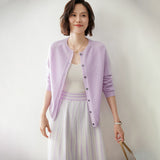 Womens Button Down Cashmere Cardigan Round Neck Long Sleeve Cashmere Sweater