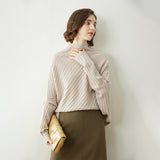Womens Cashmere Poncho Sweater with Sleeves Ribbed Mock Neck Cashmere Cloak