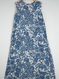 Toile Print Silk Midi Dress for Women Sleeveless Belted Silk Dress