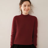 Womens Mock Neck Cashmere Sweater Long Sleeve Cashmere Pullover Ribbed Finishing