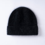 Fuzzy Cashmere Beanie Unisex Winter Cashmere Hat with Ribbed Cuff