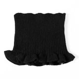 Womens Cashmere Neck Warmer Ribbed Knit Cashmere Snood with Ruffled Edge