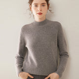 Womens Mock Neck Cashmere Sweater Long Sleeve Cashmere Pullover Ribbed Finishing