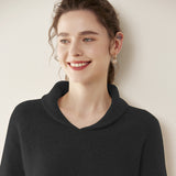 Womens Shawl Collar Cashmere Sweater V Neck Long Sleeve Cashmere Pullover