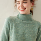 Womens Turtleneck Cashmere Sweater Textured Knit Turtleneck Pullover