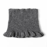 Womens Cashmere Neck Warmer Ribbed Knit Cashmere Snood with Ruffled Edge