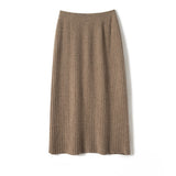 Womens Ribbed Knit Cashmere Skirt High Waist Cashmere Sweater Skirt