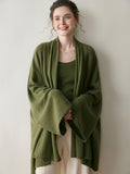 Womens Cashmere Cardigan Open Front Draped Long Sleeve Cashmere Knit Sweater