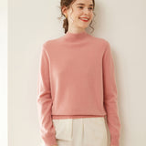 Womens Mock Neck Cashmere Sweater Cashmere Pullover Ribbed Hem