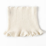 Womens Cashmere Neck Warmer Ribbed Knit Cashmere Snood with Ruffled Edge