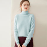 Womens Turtleneck Cashmere Sweater Long Sleeve Cashmere Pullover Rib Hem