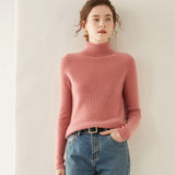 Womens Turtleneck Cashmere Sweater Long Sleeve Cashmere Tops Multi Colors