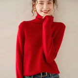 Womens Turtleneck Cashmere Sweater Long Sleeve Cashmere Pullover Rib Hem