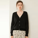 Womens V-Neck Cashmere Cardigan Button Front Cashmere Sweater
