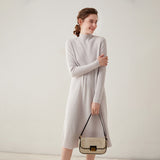 Womens Mock Neck Cashmere Dress Cashmere Midi Dress Bottom Dress