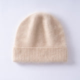 Fuzzy Cashmere Beanie Unisex Winter Cashmere Hat with Ribbed Cuff