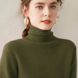 Womens Turtleneck Cashmere Sweater Long Sleeve Cashmere Pullover Rib Hem