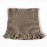 Womens Cashmere Neck Warmer Ribbed Knit Cashmere Snood with Ruffled Edge