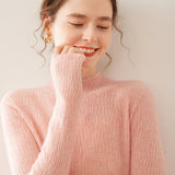 Womens Mock Neck Cashmere Ribbed Sweater Cashmere Pullover