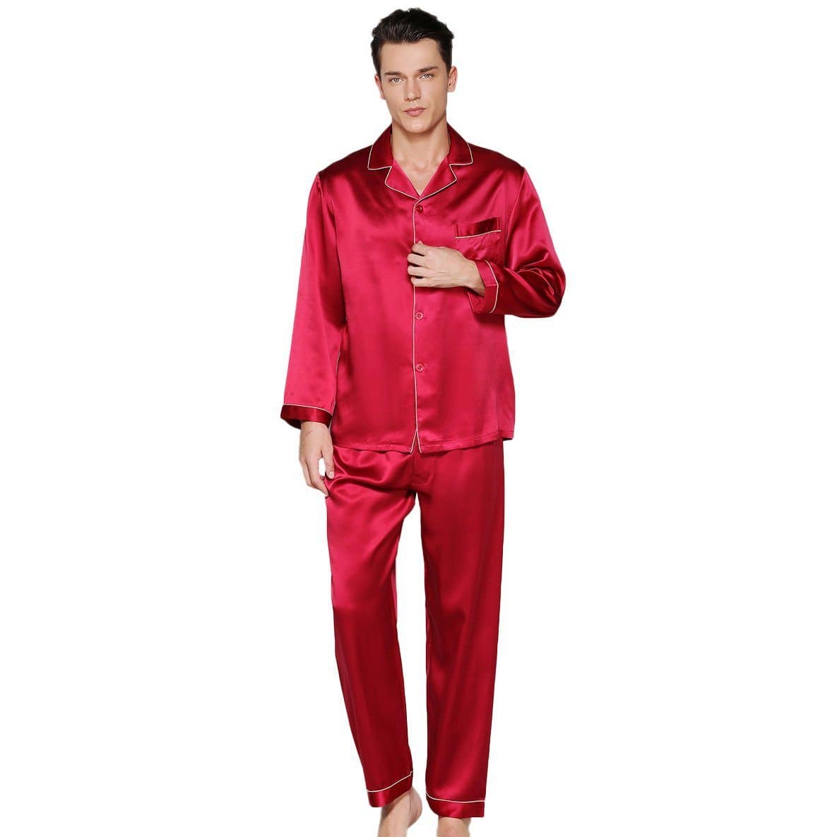 Men's Long Luxury Mulberry Silk Pyjamas Pure Silk Sleepwear