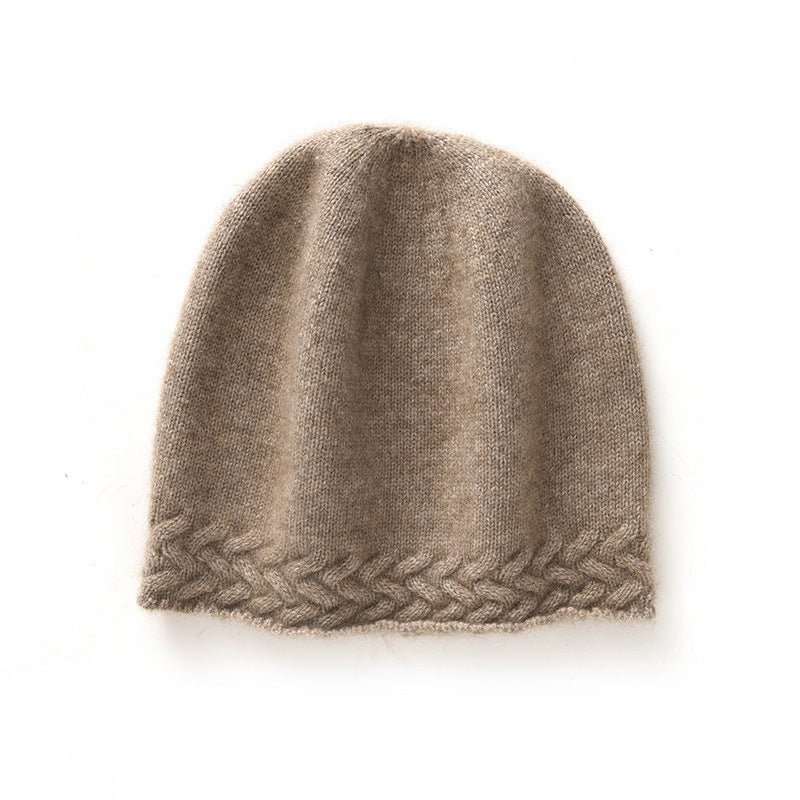 Braided Edge Pure Cashmere Beanie Hat Cashmere Winter Hat