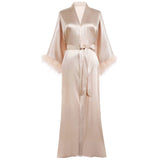 Bridal Silk Kimono Robes With Ostrich Feather Silk Robe