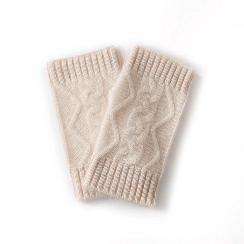 Cable Ribbed Cashmere Hand Warmers Cashmere Fingerless Gloves Mitts