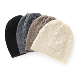 Cashmere Beanie Textured Cashmere Hat with All - Over Cable Ribbed Edge