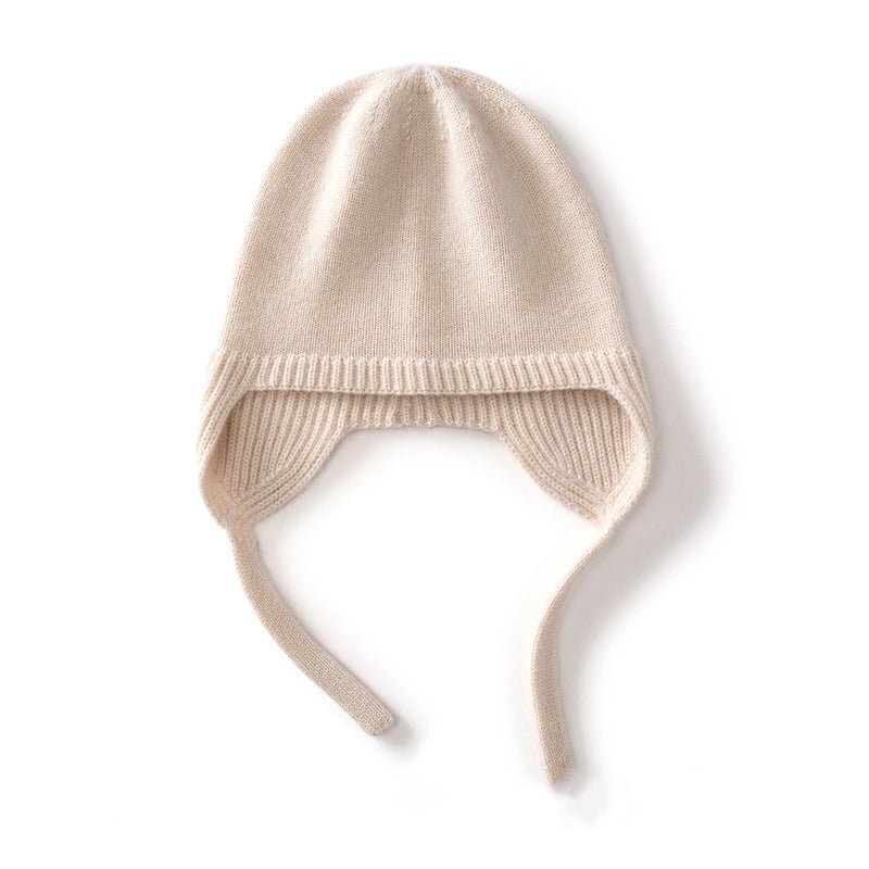 Cashmere Earflap Beanie Pure Cashmere Bonnet Cap Cashmere Winter Hat with Strings