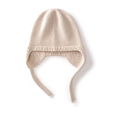 Cashmere Earflap Beanie Pure Cashmere Bonnet Cap Cashmere Winter Hat with Strings