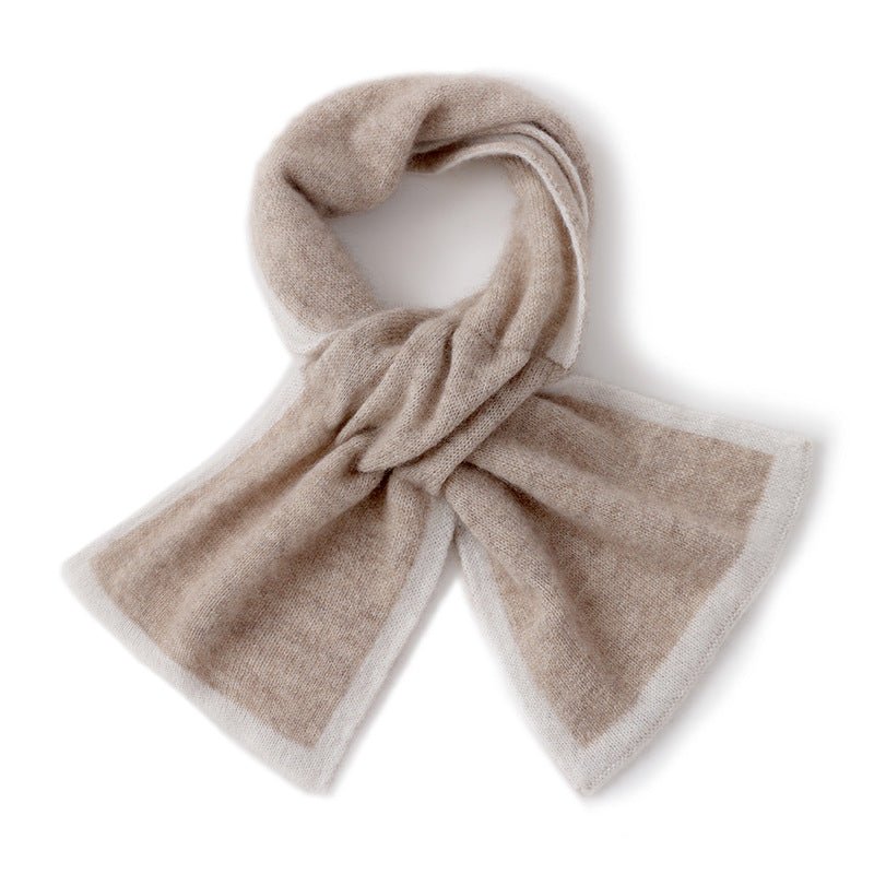 Cashmere Knot Scarf with Contrast Trim Double - Tone Cashmere Neck Wrap