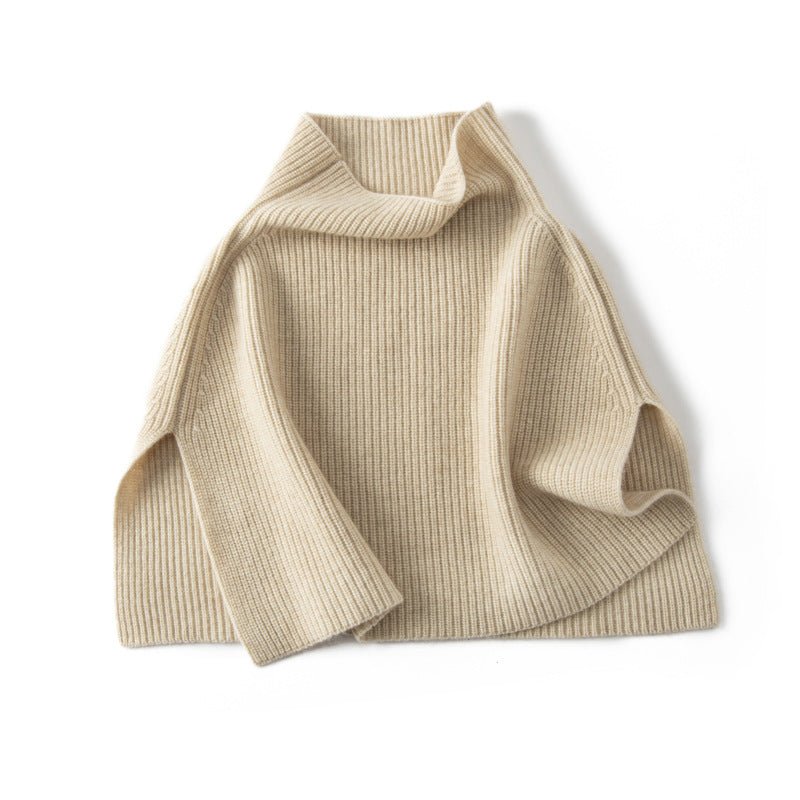Cashmere Layered Collar Pullover Cashmere Dickey Ribbed Cashmere Neckpiece