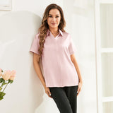 Classic Short Womens Silk Blouse Silk Button Down Shirt