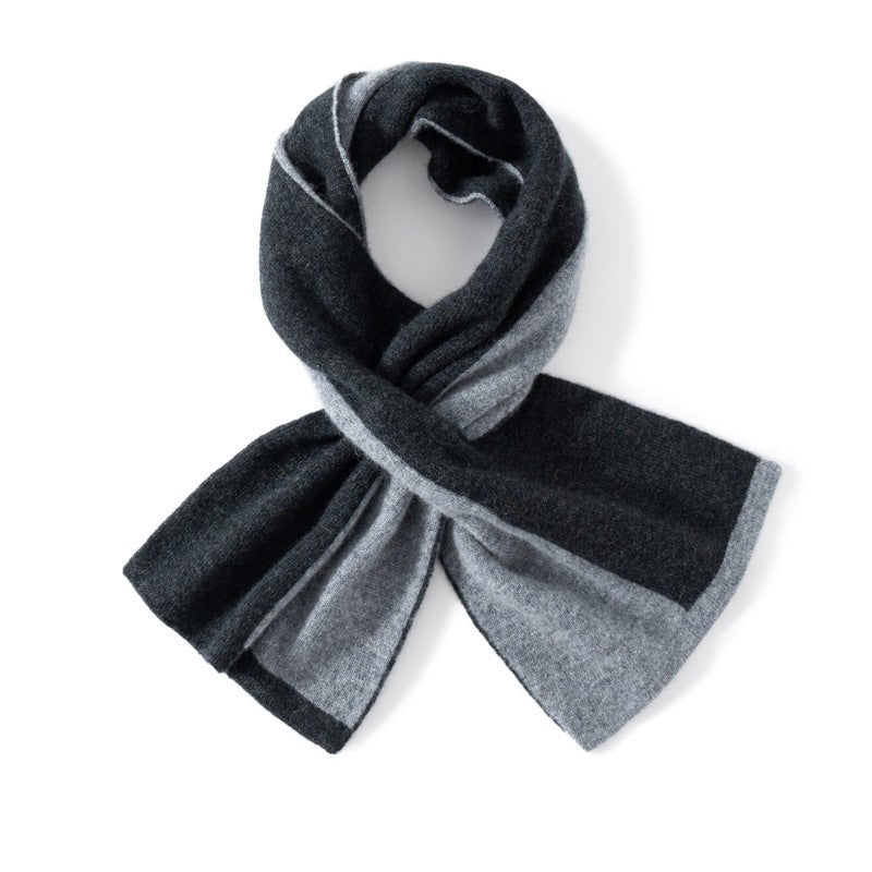Color Contrast Pure Cashmere Scarf for Women Cashmere Crossover Scarf