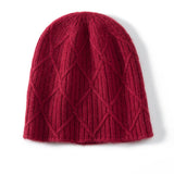 Diamond Cashmere Beanie Textured Cashmere Knit Hat for Men and Women
