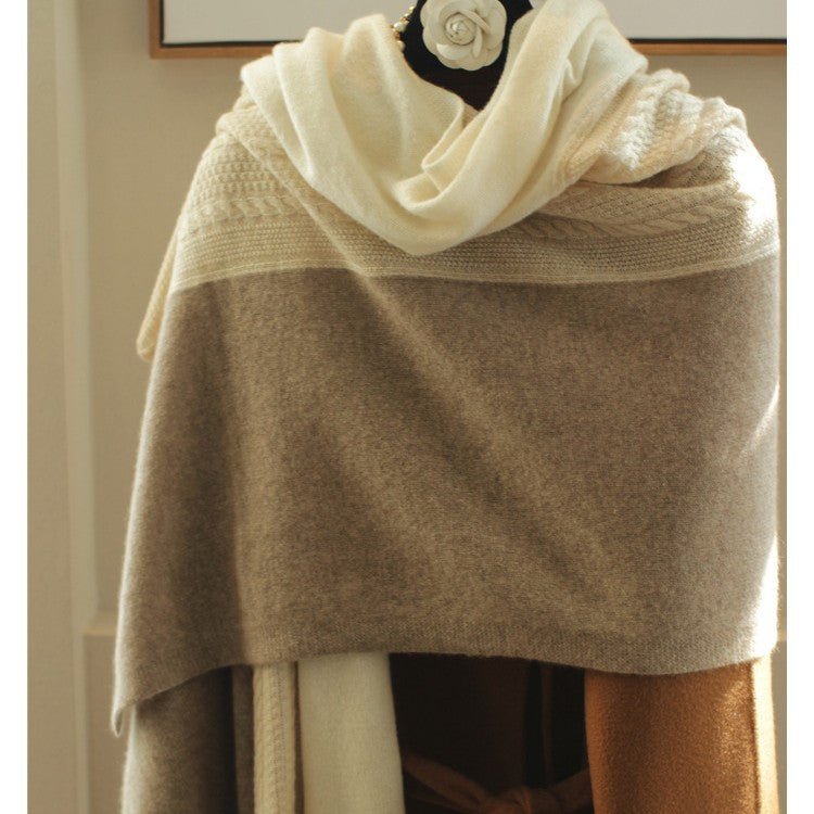 Double - toned Cashmere Scarf Long Cashmere Knitted Wraps For Women