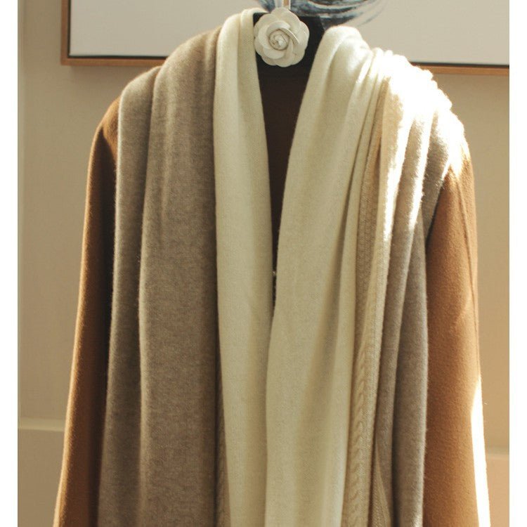 Double - toned Cashmere Scarf Long Cashmere Knitted Wraps For Women