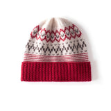 Fair Isle Pattern Pure Cashmere Beanie Cashmere Knit Cap Nordic Motif