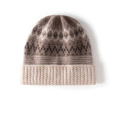 Fair Isle Pattern Pure Cashmere Beanie Cashmere Knit Cap Nordic Motif