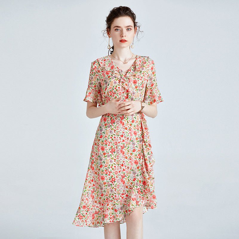 Floral pure Silk Dress for Ladies Guest Party Silk Floral Dresses