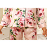 Floral Silk Pajama Set For Women Printed pure Silk nightwear