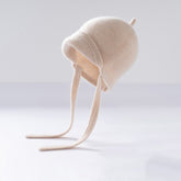 Kids Cashmere Hat with Ties Toddler Cashmere Bonnet Hat Roll Brim