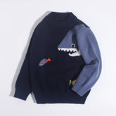Kids Cashmere Sweater Shark Fish Design Warm Cashmere Knit Pullover